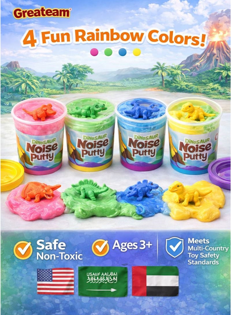 GreaTeam Dino Noise Putty Slime Set – 12pcs Dinosaur Sound Slime Cups with Surprise Dino Toy Inside Stretchy Squishy Noise Putty Slime for Kids Fun Sensory Slime Toy for Boys & Girls Safe High-Quality Slime Party Favors, Gift Set & Creative Play Toy for Children Ages 3+, 5+, 8+ - Image 5